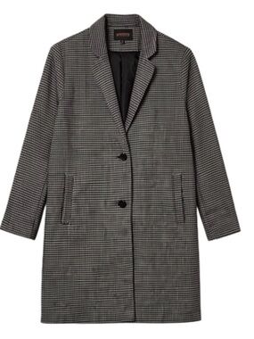 Y2K Ambiance Houndstooth Pea Coat - Black & White